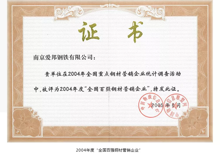 2004年全国百强钢材营销企业