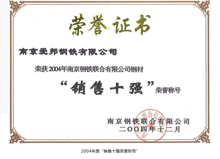 2004年获销售十强